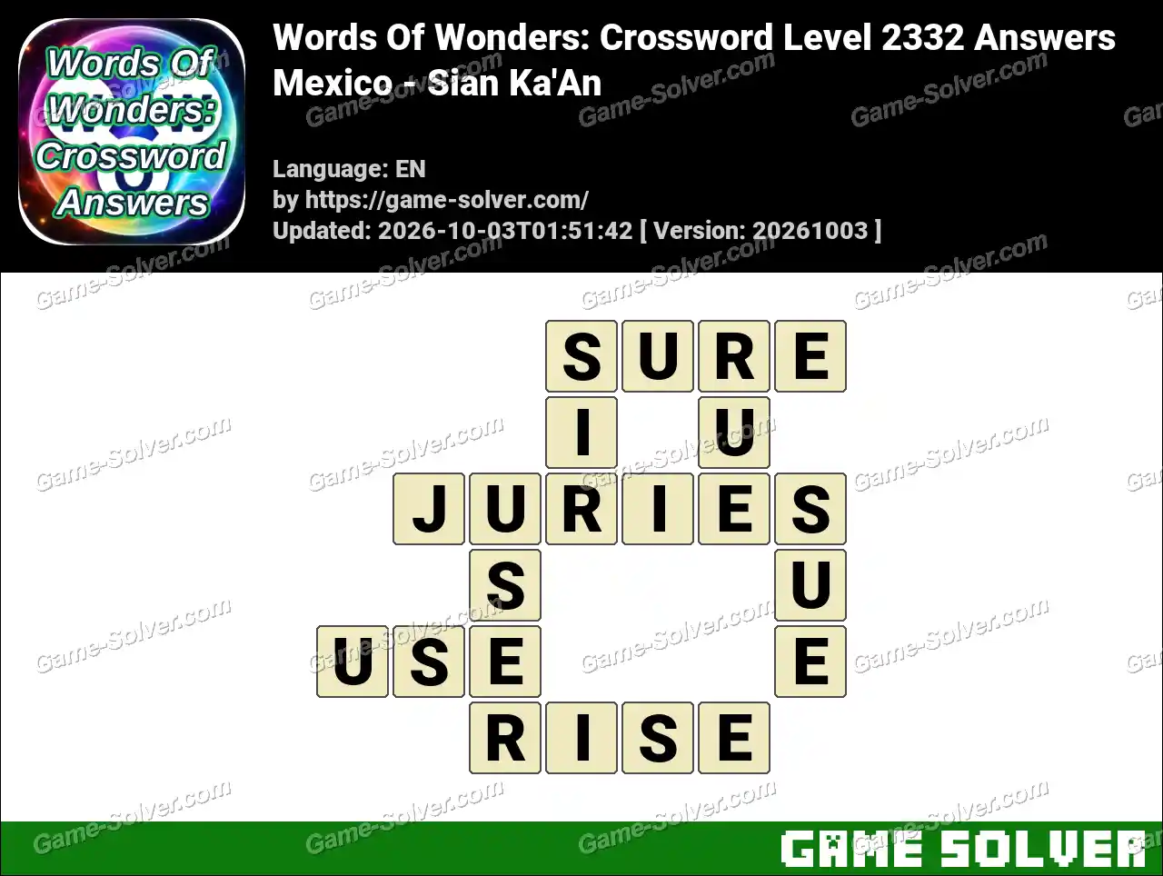 Words Of Wonders: Crossword Level 2332 Answers – Mexico – Sian Ka’An